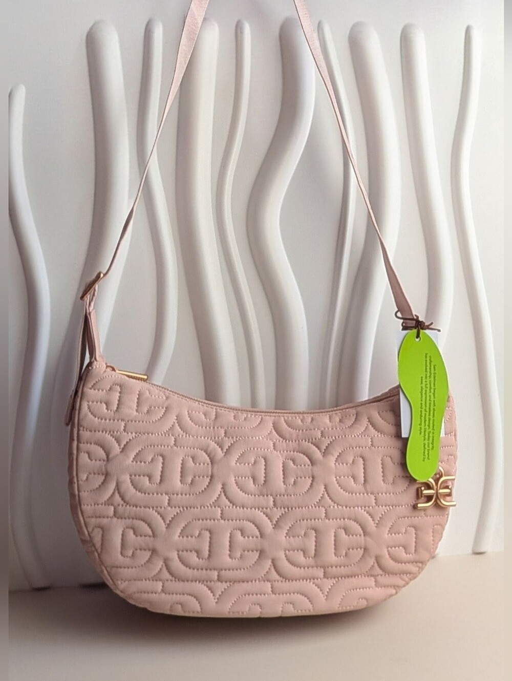 NWT Sam Edelman Ethyl Dusty Pink Quilted Crescent Shoulder Crossbody Bag